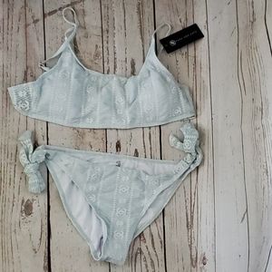 Kara and Kate antique look lace bikini pale blue Medium